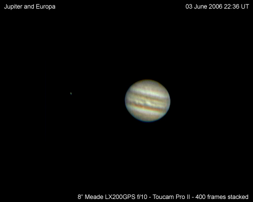 Jupiter and Europa - June 2006 - Solar Worlds